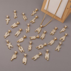 Simple 26 English letters twist chain copper zircon necklace wholesale