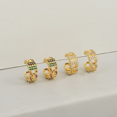 Fashion geometric copper micro-inlaid color zircon ear clips