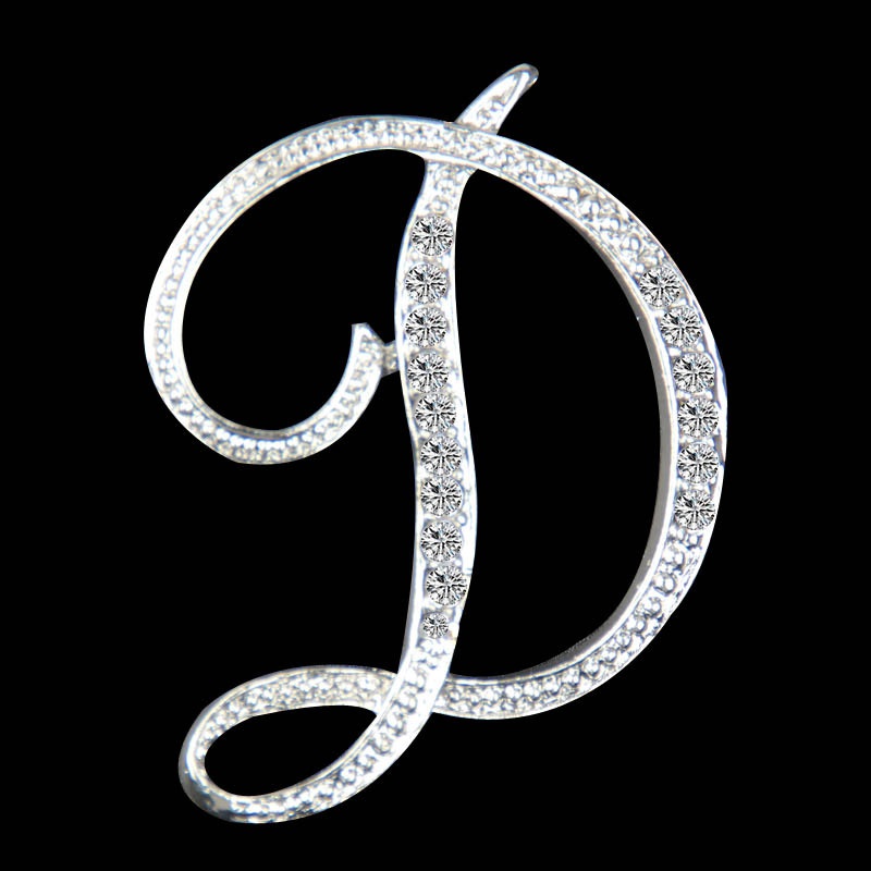Broche en diamant simple 26 alphabet anglais en gros
