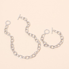 Hip-hop thick chain metal necklace bracelet set