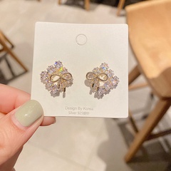 New Korean style bow super flash zircon earrings