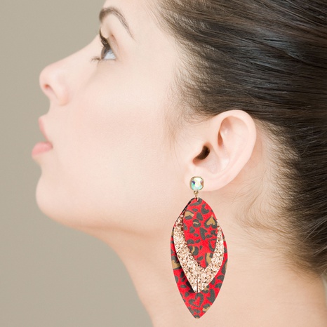 böhmische mehrschichtige Ohrringe mit Leopardenmuster aus Leder's discount tags