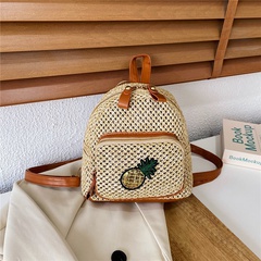 Korean straw woven bag fashion woven pineapple backpack