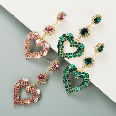 Fashion long glass diamond heart-shape earrings wholesale