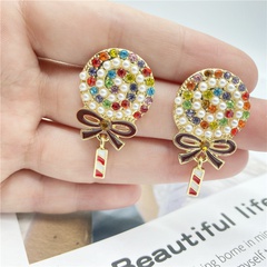 Fashion alloy diamond-studded lollipop earrings wholesale