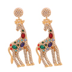 Fashion alloy diamond-studded acrylic giraffe earrings wholesale