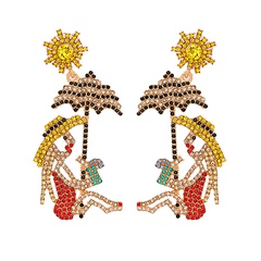 Fashion alloy diamond-studded acrylic earrings wholesale