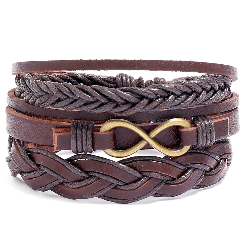 Men's Brown Leather Bracelet Men's Infinity Bracelet 