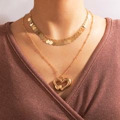 fashion simple golden disc tassel pendant necklace