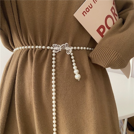 Mode Bowknot Perle Schmetterling Taillenkette's discount tags