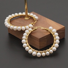 fashion special-shaped natural freshwater pearl hoop earrings