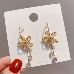 Korea rhinestone rose flower earrings