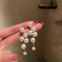 Korea geometric rhinestone long earrings