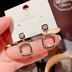 Korea geometric diamond square earrings