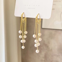 Korea tassel pearl long earrings