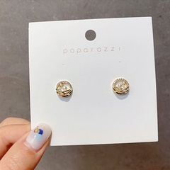 Korea geometric circle pearl earrings