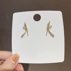Korea bow rhinestone alloy earrings