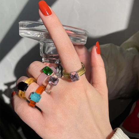 new color retro gemstone resin ring's discount tags