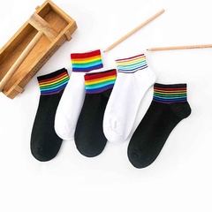 fashion solid color striped short socks
