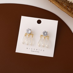 Korean acrylic crystal tassel alloy earrings