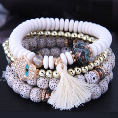 bracelet multicouche simple avec perles de palmier et diamants