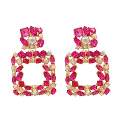 Fashion geometric rhinestone alloy earrings