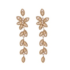 Korea diamond leaf alloy earrings