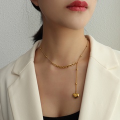 fashion peach heart tassel necklace