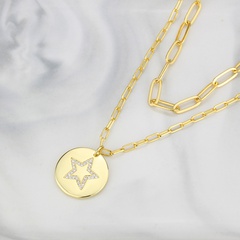 fashion diamond five-pointed star pendent necklace