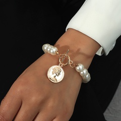 Fashion portrait pearl alloy bracelet