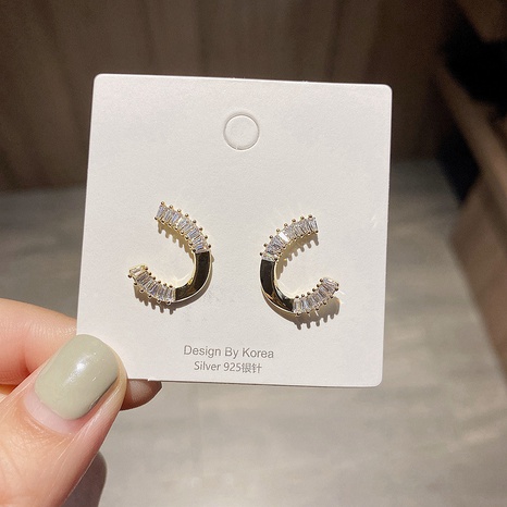 boucles d'oreilles à la mode en zircon géométrique's discount tags