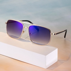 Fashion big frame double beam square anti-uv metal sunglasses wholesale