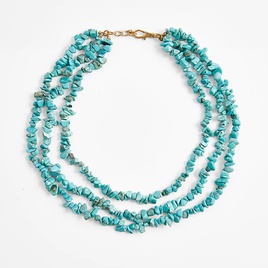 Fashion woven natural gravel multilayer alloy necklace wholesalepicture12
