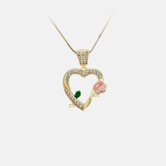 Fashion gold-plated zircon heart-shaped copper necklace