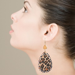 fashion PU leather leopard print bohemian rhinestone earrings