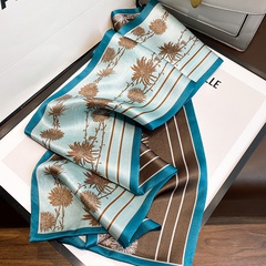 Korean double-sided floral stripe printing silk scarf wholesale
