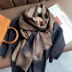 Korean contrast color striped silk scarf wholesale