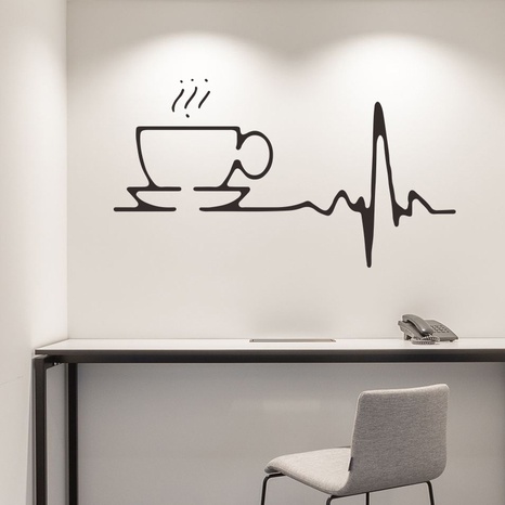 nouveaux stickers muraux simples de chambre à coucher de battement de coeur de café's discount tags