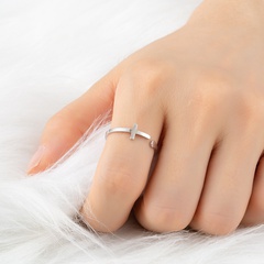 fashion cross geometric stainless steel open ring wholesale