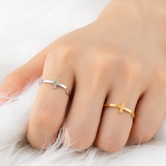 fashion cross stainless steel open ring