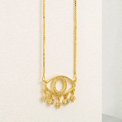 Fashion eyes star shape copper inlaid zircon necklace wholesale