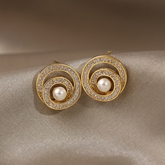 retro style fashion new simple Circle pearl earrings