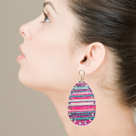 PU leather double-sided printing bohemian earrings's discount tags