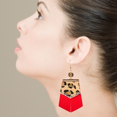 Leopard print hot stamped long leather rhinestone earrings bohemian earrings