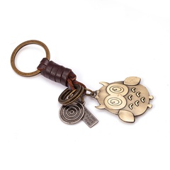 retro owl leather hand-woven car keychain pendant wholesale