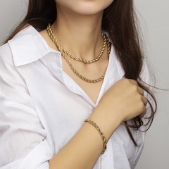 Fashion stacked twist alloy necklace bracelet set wholesale