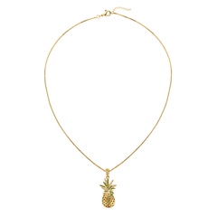 Fashion tropical fruit pineapple shape color zircon copper gold-plated necklace wholesale