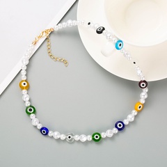 Mode geometrische Perle Teufel Auge Harz Halskette Großhandel