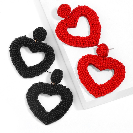 Boucles d'oreilles en perles miyuki en forme de coeur tissées à la main bohème en gros's discount tags