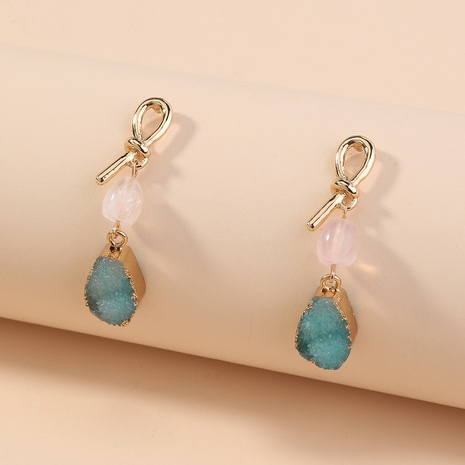 Fashion knotted blue edging natural stone earrings wholesale's discount tags